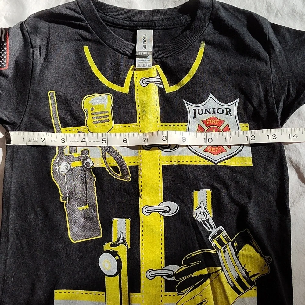 Toddler Fireman Costume Printed T Shirt Short Sleeved Size XS Halloween 4T
